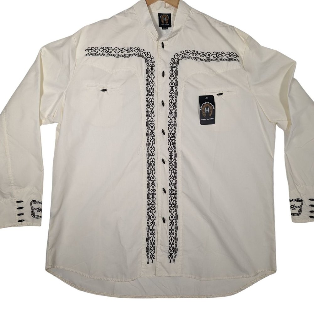 Men's Charro Shirt Gran Herradura Ivory / Brown 5XL NEW Weddings